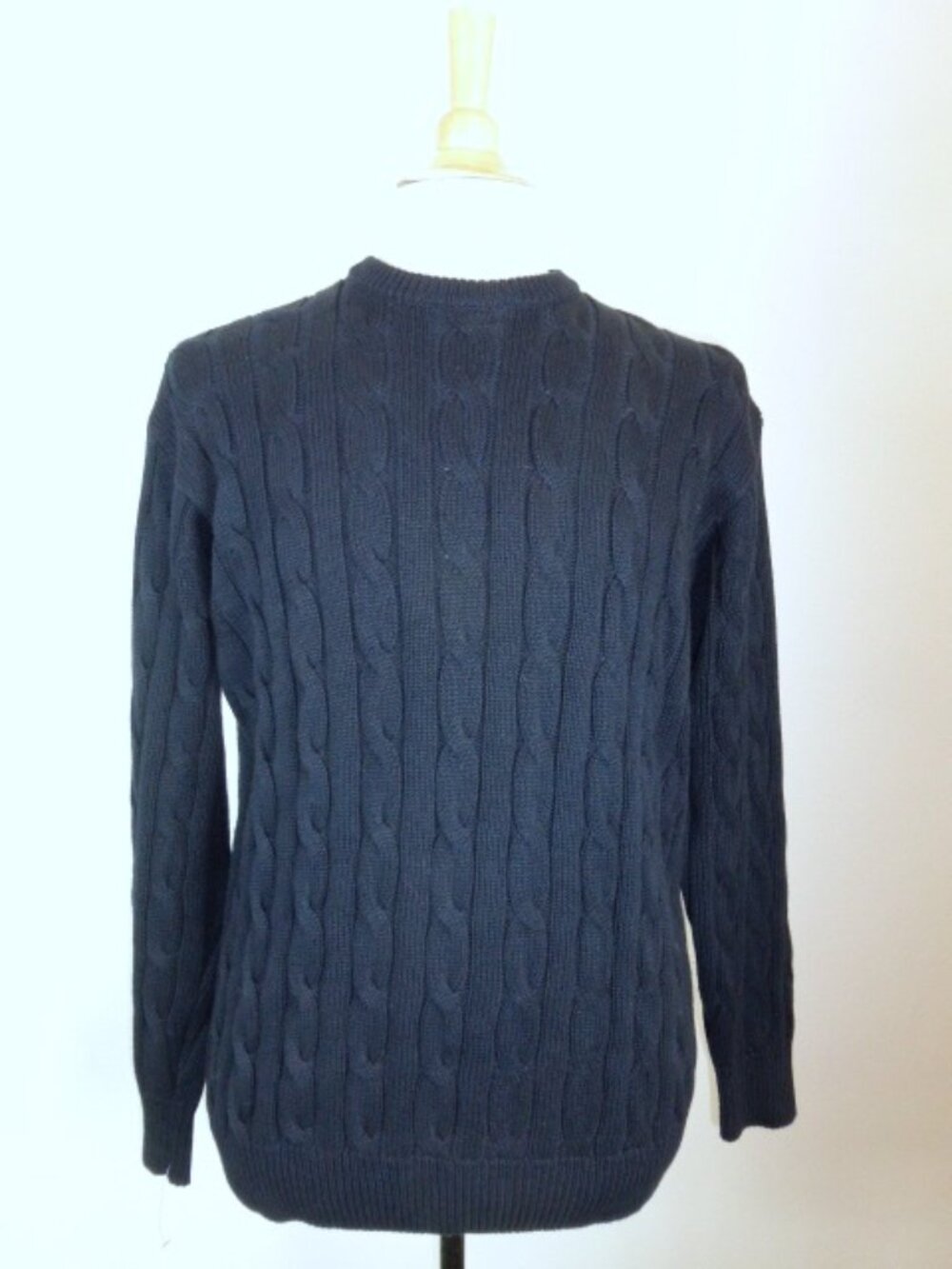 Blumarine  Oumo Italy navy blue cotton cable crew neck sweater XL